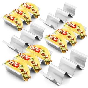 Set van 6 taco-houders van roestvrij staal 304 voor familiefeesten, picknicks, hotdogs, sandwiches en pannenkoeken