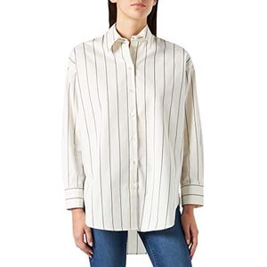 Seidensticker Damesblouse trendy blouse blouse kraag lange mouwen 100% katoen, Wit/Grijs