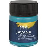 Kreul Javana verf voor lichte en donkere stoffen, glanzende kleur op waterbasis met pasteuze karakter, 50 ml glas, turquoise, 50 stuks