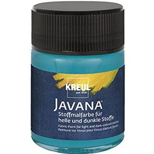 Kreul Javana verf voor lichte en donkere stoffen, glanzende kleur op waterbasis met pasteuze karakter, 50 ml glas, turquoise, 50 stuks