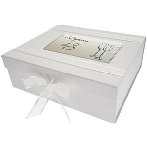 WHITE COTTON CARDS Blanc Coton Verjaardagskaarten, 18 jaar, grote herinneringsdoos, fluiten, bord, wit, 27,2 x 32 x 11 cm