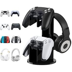 MoKo 2-in-1 universele houder voor gamecontroller/headset, acryl, PS4, PS5, Xbox One, Xbox Series, gaming-accessoires, zwart