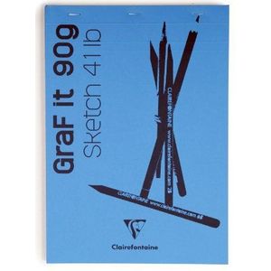 Clairefontaine 96681C GraF'iT papierblok, 80 vellen, wit, 21 x 29,7 cm, 90 g, hemelsblauw