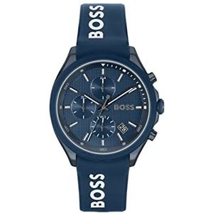 BOSS Herenhorloge, analoog, kwarts, met siliconen band, blauw 1514061, Blauw