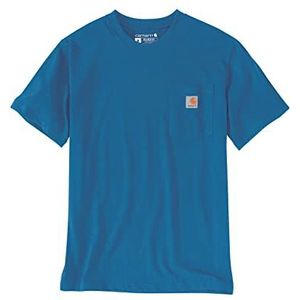 Carhartt K87 T-shirt met korte mouwen en zak, casual pasvorm, T-shirt voor heren (1 stuk), marineblauw gemêleerd