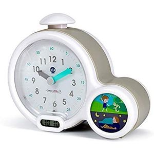 Pabobo - Kid Sleep x Kid Sleep Educatieve kinderwekker – dag/nacht – verlicht – digitaal display – 3 alarmen om uit te kiezen – uniseks meisjes en jongens – voeding of batterijen – klok – grijs