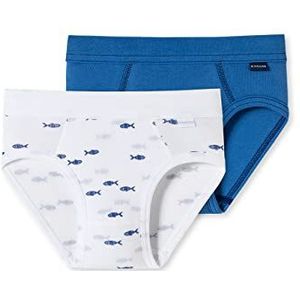 Schiesser Set van 2 sportondergoed met blauwe print 92 cm blauw patroon 92, Blauw design