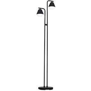 EGLO Staande lamp Palbieta, 2 lichtpunten, industrieel, modern, staande lamp van staal en kunststof, woonkamerlamp in zwart, gesatineerd, lamp met voetschakelaar, GU10-fitting