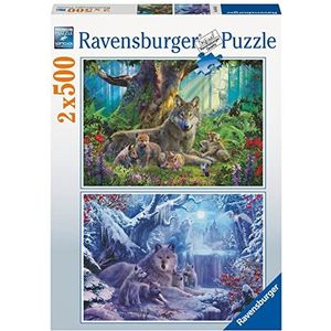 Ravensburger - 2 x puzzel 500 stukjes - Wolvenfamilie - 80553 - Voor volwassenen en kinderen vanaf 12 jaar - Premium puzzel - Dieren