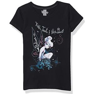 Disney Tink in Fairy Land T-shirt voor meisjes, zwart.