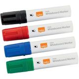 Nobo Droogmarker, afwasbaar, voor whiteboard, kant, groot, 10 mm, 4 stuks, 1915393, verschillende kleuren