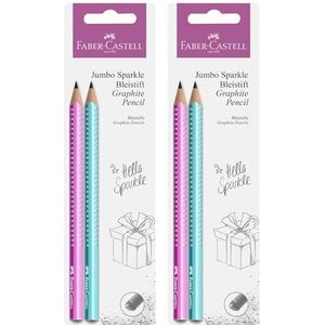 Faber-Castell 205215 Jumbo Sparkle Lot de 4 crayons à papier Dureté B Pour enfants et adultes
