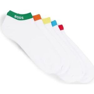 BOSS Heren 5P AS Rainbow CC 5 paar uniseks sokken met logo rand, Wit.