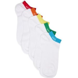 BOSS Heren 5P AS Rainbow CC 5 paar uniseks sokken met logo rand, Wit.