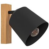 EGLO Applique murale intérieure Cotorro, luminaire d'intérieur avec spot orientable, FSC100HB, lampe pour salon et couloir en métal noir et bois naturel, douille E27