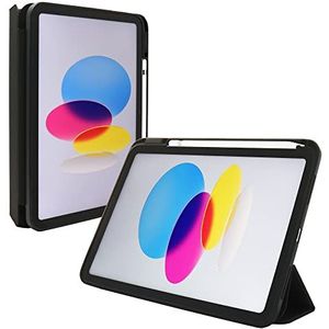 JT Berlin Flip case voor Apple iPad 10.9 (10e generatie 2022) - [Wekker/slaapfunctie, vak voor Apple Pencil, standfunctie, versterkte hoeken] Zwart (transparant)