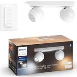 Philips Hue White Ambiance BUCKRAM 2 x 5,5 W, bluetooth-compatibel, wit (afstandsbediening meegeleverd), werkt met Alexa, Google Assistant en Apple Homekit