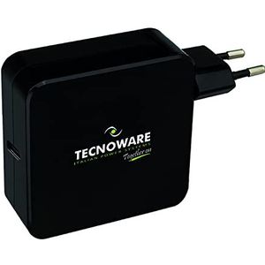 Tecnoware Universele batterijlader met USB C-poort, 65 W, compatibel met alle notebooks met USB C-aansluiting: Macbook Pro/Air, ASUS, Lenovo ThinkPad en Yoga, Samsung, Huawei Xiaomi Air