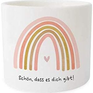 Grafik-Werkstatt Kleine plantenbak, decoratief, wit, keramiek, met opschrift ""Schön, dass es Dich Gibt"", mini