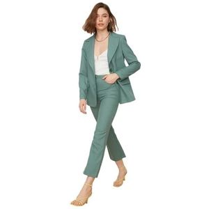 TRENDYOL Uitlopende broek met hoge taille, damesbroek (1 stuk), Groen