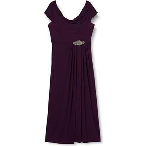 Gina Bacconi Robe de cocktail en jersey mat à col bénitier pour femme, aubergine, 48