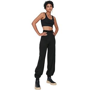 Trendyol Pantalon standard taille haute pour femme, Noir, M