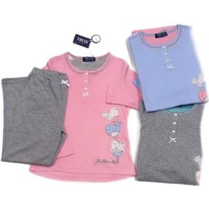 MI CASA Pyjama voor meisjes, vlinders, blauw, maat 15-16, Pyjama voor meisjes met vogels, blauw T/15-16