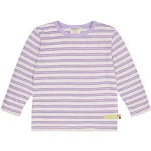 loud + proud T-shirt à manches longues pour fille, à rayures avec lin, en coton bio, certifié GOTS, lilas, 146-152