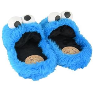 Sesame Street Pluche pantoffels - 3D kruimelmonster - Cookie Monster pluche pantoffels blauw (blauw, Europees schoenmaatsysteem, volwassenen, heren, digitaal (van), M, 38, 40)