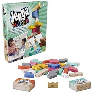 Hasbro Gaming Jenga Maker, stapeltoren met blokken van echt massief hout, spel voor kinderen, vanaf 8 jaar, voor 2 tot 6 spelers, Spaanse versie