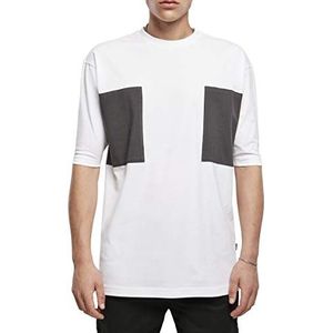 Urban Classics Big Double Pocket T-shirt voor heren, met 2 borstzakken, in zwart of wit, maten S tot 5XL, wit/asfalt
