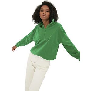 TRENDYOL Emerald Green Dames Gebreid Sweatshirt Standaard Opstaande Kraag, Gr. XS, Emerald Groen
