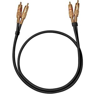 Oehlbach NF 1 Master 50 - uitstekende analoge RCA-audiokabel, 2 x RCinch/2 x Rinch, volledig metalen stekker, afgeschermd, 0,50 m, zwart