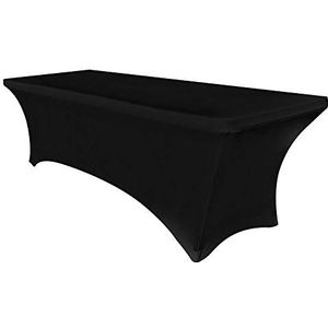 Obstal Universeel tafelkleed, rekbaar, rechthoekig, van spandex, voor standaard klaptafels, voor bruiloft, banket, party, 1,8 m (zwart, 183 x 76,2 x 76,2 cm)