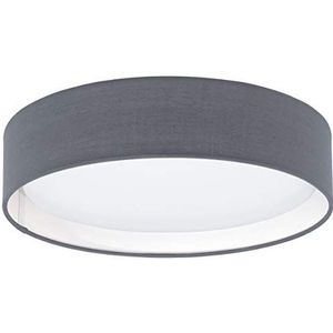 EGLO LED Plafondlamp Pasteri, 1-pits textiel plafondlamp, Materiaal: staal, stof, kunststof, Kleur: grijs, wit, Ø: 32 cm