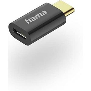 Hama | USB Type C naar Micro USB-klem (om een Micro USB-kabel om te zetten in een USB C-kabel, snelle verbinding, 480 Mbit/s) Kleur Zwart