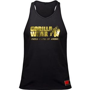 Gorilla Wear Fitness Tank Top Classic Zwart Goud Bodybuilding Sport Vrije tijd met logo print licht comfortabel voor optimale beweging van katoen