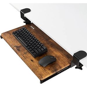 VIVO MOUNT-KB05ES-N Keyboard-plank met extra robuust C-clip-bevestigingssysteem, 20 (26 clips) x 27,9 cm, bovenkant bruin vintage, zwart frame, MOUNT-KB05ES-N