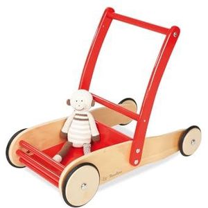 Pinolino 269425 Uli Loopwagen Van Hout, Met Remsysteem, Met Rubberen Houten Wielen, Voor Kinderen Van 1 Tot 6 Jaar, Rood, 56 x 32 x 45 cm