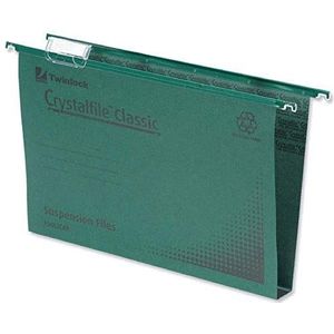 Rexel Crystalfile 70670 Classic hangmap, zijtabs, 15 mm, V-basis, 100% gerecycled, 50 stuks, groen