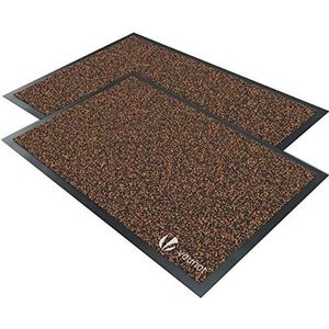 VOUNOT 2 stuks Deurmat, voor binnen en buiten, antislip, stofdicht, waterdicht, wasbaar, 40 x 60 cm, bruin