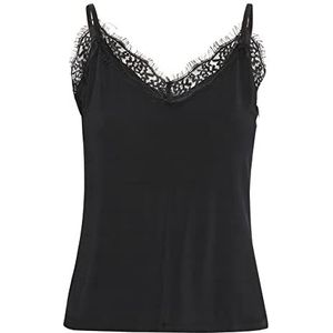 Part Two Part Two dames singlet top V-hals kant detail slim fit regular lengte top dames, zwart.