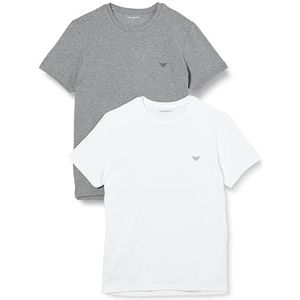 EMPORIO ARMANI Endurance T-shirt voor heren, 2 stuks (1 stuk), Medium grijs gemengd wit