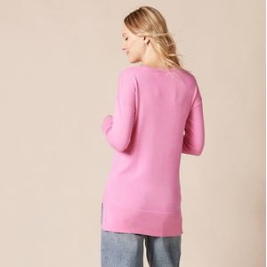 Amazon Essentials Dames tuniek trui licht lange mouwen V-hals tuniek trui (verkrijgbaar in grote maten) roze (maat S)