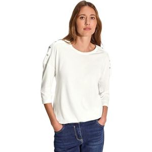 Cecil B321920 T-shirt met oogjes voor dames, Vanilla Wit