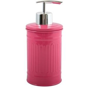 MSV Zeeppompje/dispenser - Industrial - metaal - fuchsia roze/zilver - 7.5 x 17 cm - 250 ml