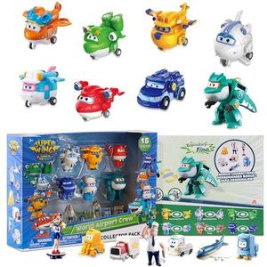 Super Wings Transformer Toys 15 stuks mini-vliegtuigfiguren voor kinderen van 3 tot 12 jaar, verjaardagsfeestaccessoires voor jongens en meisjes
