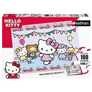 Nathan - kinderpuzzel - 100 stukjes - Hello Kitty en zijn vrienden - meisjes of jongens vanaf 6 jaar - hoogwaardige puzzel - dik en robuust karton - party - 86773