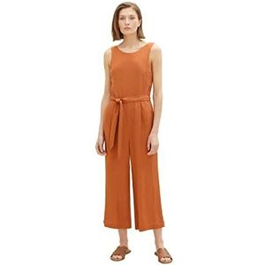 TOM TAILOR 1036671 Linnen jumpsuit met bindriem voor dames (1 stuk), 31650 - Terracotta bruin