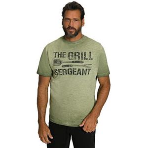 JP 1880 Heren grote maten L-8XL T-shirt, Grill Sergeant, Oil Dyed, korte mouwen, tot 8 XL 803408, Olijf